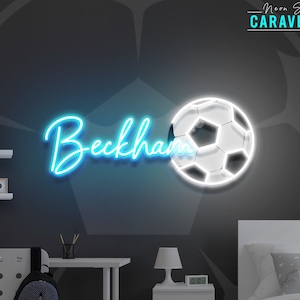 Custom Neon Name Sign: Personalized Bedroom Decor, light up name signs Soccer Gift for kid, boy