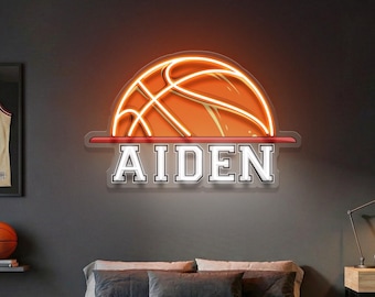 Custom Sports Basketball Name Neon Sign – Personalized LED Neon Light for Kids Bedroom Decor