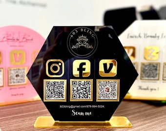 Custom Acrylic QR Code Business Sign: Social Media & Payment Display
