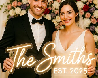 Custom Neon Sign: Personalized LED Wedding Decor, Family Name Light