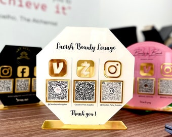 Custom Acrylic QR Code Business Sign: Social Media & Payment