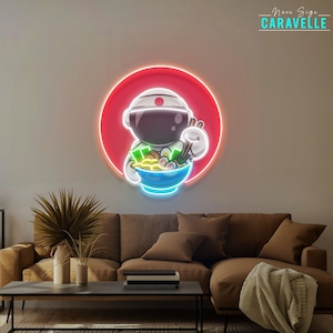 Custom neon sign Astronaut Eating Ramen,Neon Sign Art, Neon Sign Custom, bedroom wall decor, living room wall decor, Neon sign light