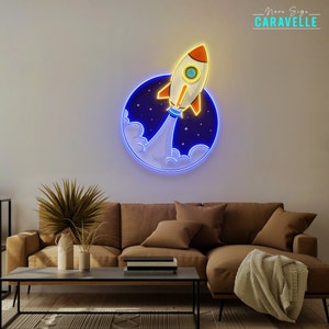 Rocket Neon sign, Custom Neon Sign, Neon Logo Sign, Business logo sign, Neon Sign, wall decor living room, Gift for home decor