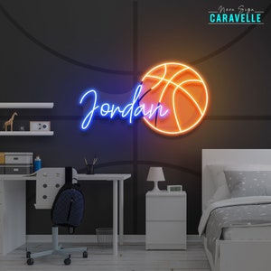 Custom basketball neon sign name sign Bedroom, Teenage boy gifts, personalized basketball player gifts, basketball room decor, Cara5