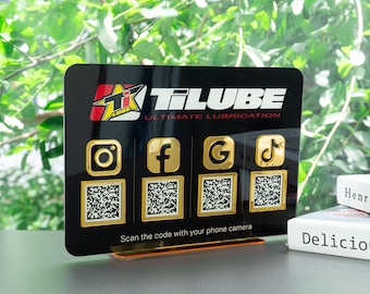 Custom Acrylic QR Code Business Sign: Social Media & Payment