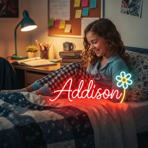 Personalized Neon Name Sign: Girls Bedroom Decor, Custom LED Light
