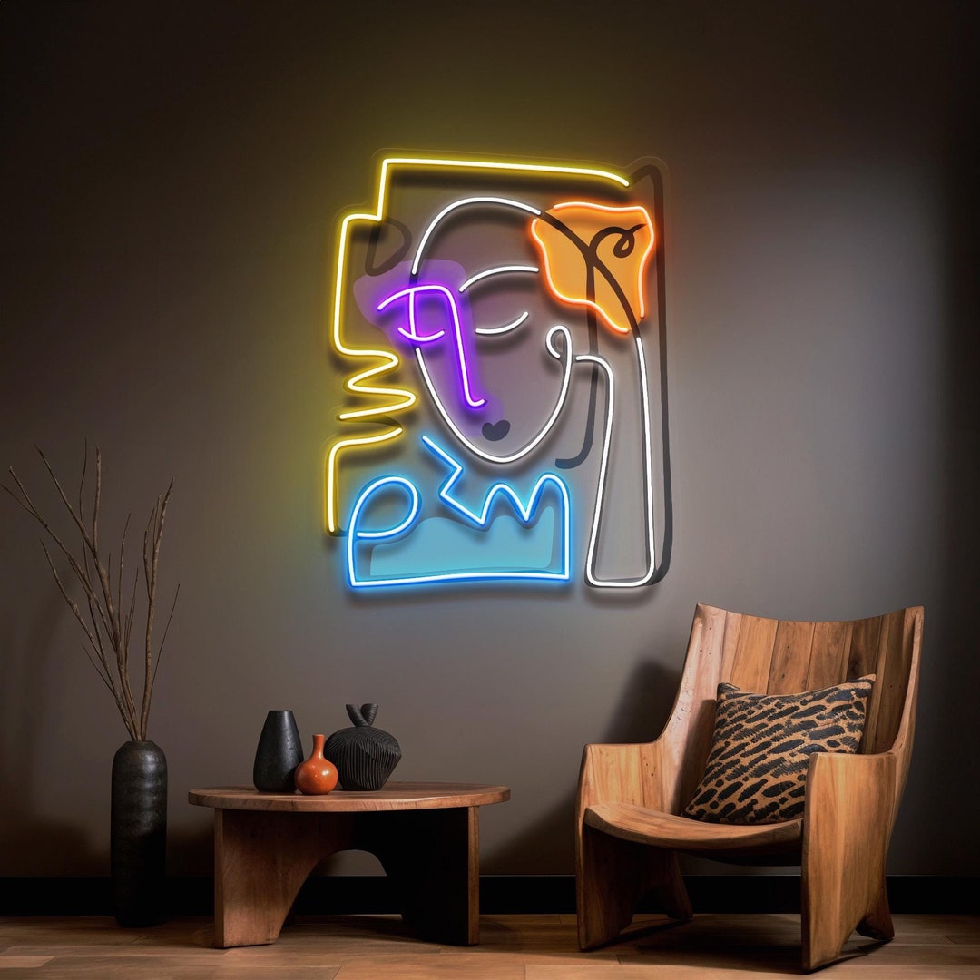 Beautiful Girl in Peace Abstract Art LED Neon Sign Light | Custom LED ...