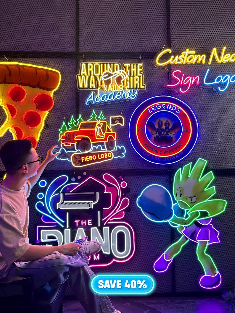 Custom Neon Logo Sign: Business logo sign wall decor, LED Neon name Sign, Bar Decor, for Wall image 3