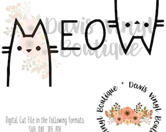 Meow svg Cat SVG Pet svg Meow Svg Cameo cutting file SVG Meow Cut File Kitty svg Silhouette SVG Meow Cricut Dxf Cut File Vector cricut file