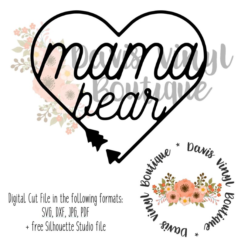 Download Mama Bear Heart Arrow SVG DXF png jpg digital cut file | Etsy