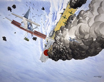 Midway painting 8x10 watercolor Dauntless Dive Bombers