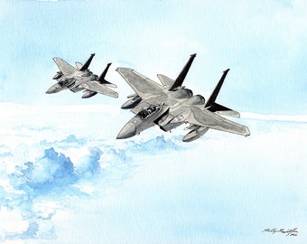 F15 Eagles 8x10 Watercolor Painting