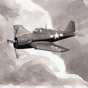 Hellcat painting 8x10 ink wash