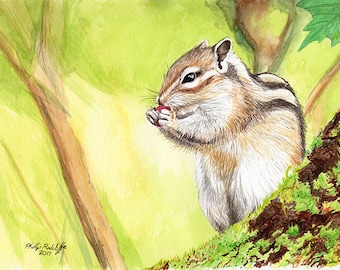 Chipmunk painting 8x10 watercolor