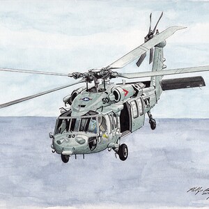 SH-60 Seahawk painting 8x10 watercolor US Navy