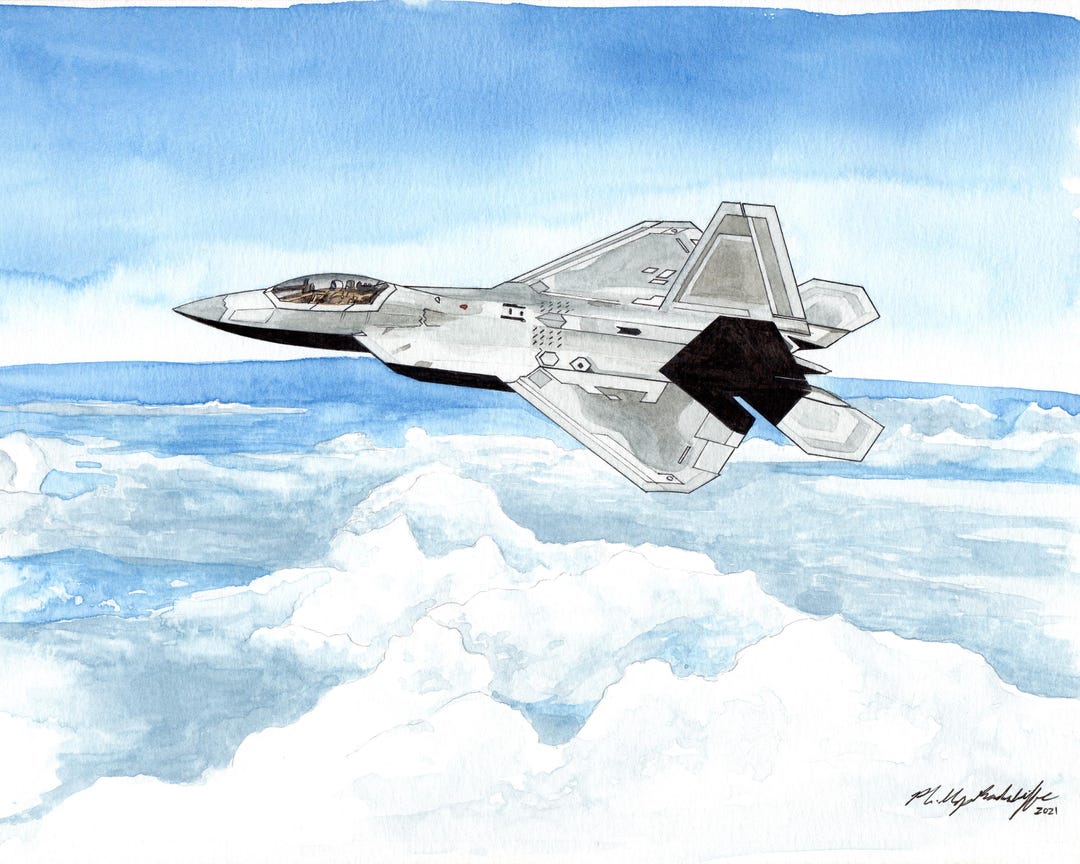 F-22 Raptor Painting 8x10 Watercolor - Etsy