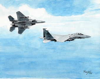 F15 Eagles 8x10 Watercolor Painting