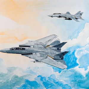 F-14 Tomcat 8x10 watercolor painting