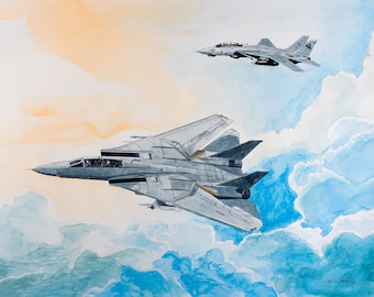 F-14 Tomcat 8x10 watercolor painting