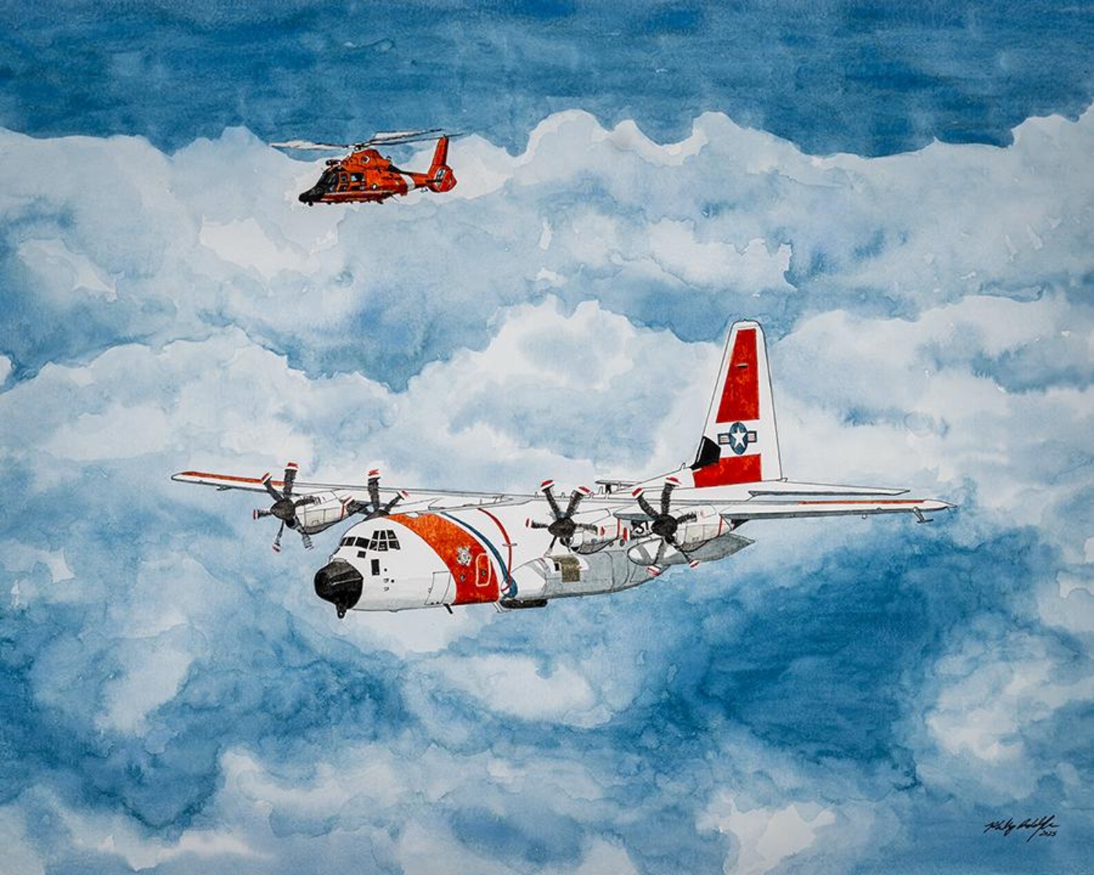 U.S. Coast Guard C-130 Hercules 8x10 Watercolor - Etsy