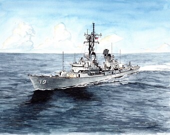 DDG-19 USS Tattnall 8x10 Watercolor Painting