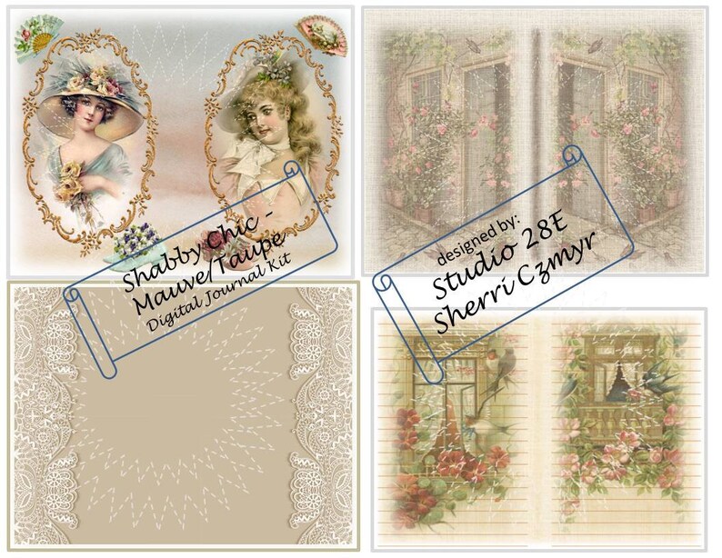 Download Shabby Chic Mauve/Taupe Digital Journal Kit | Etsy