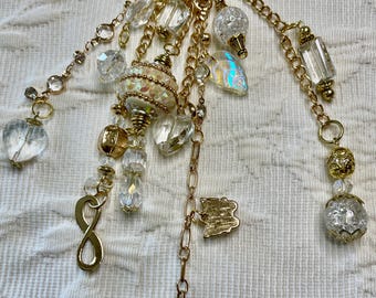 2, #2 Clear Journal Planner Purse Dangles, Crystal Czech Lampwork Murano Charm Beads