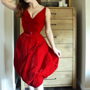 Red Velvet Cupcake 1950's Vintage Cocktail Dress image 1