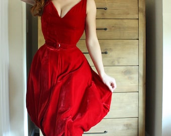 Red Velvet Cupcake 1950's Vintage Cocktail Dress