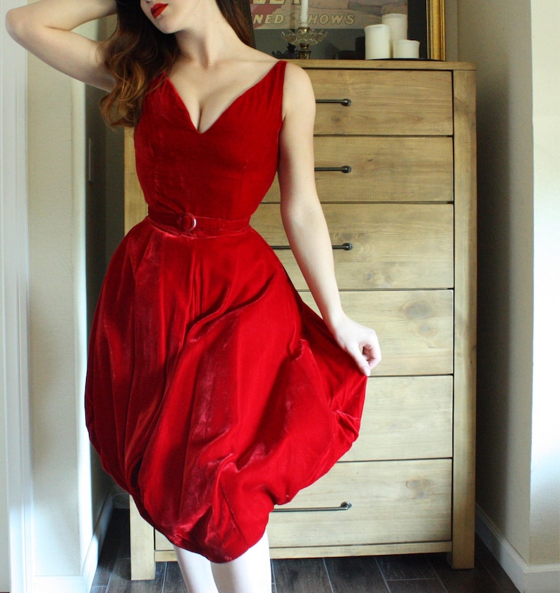 Red Velvet Cupcake 1950's Vintage Cocktail Dress image 1