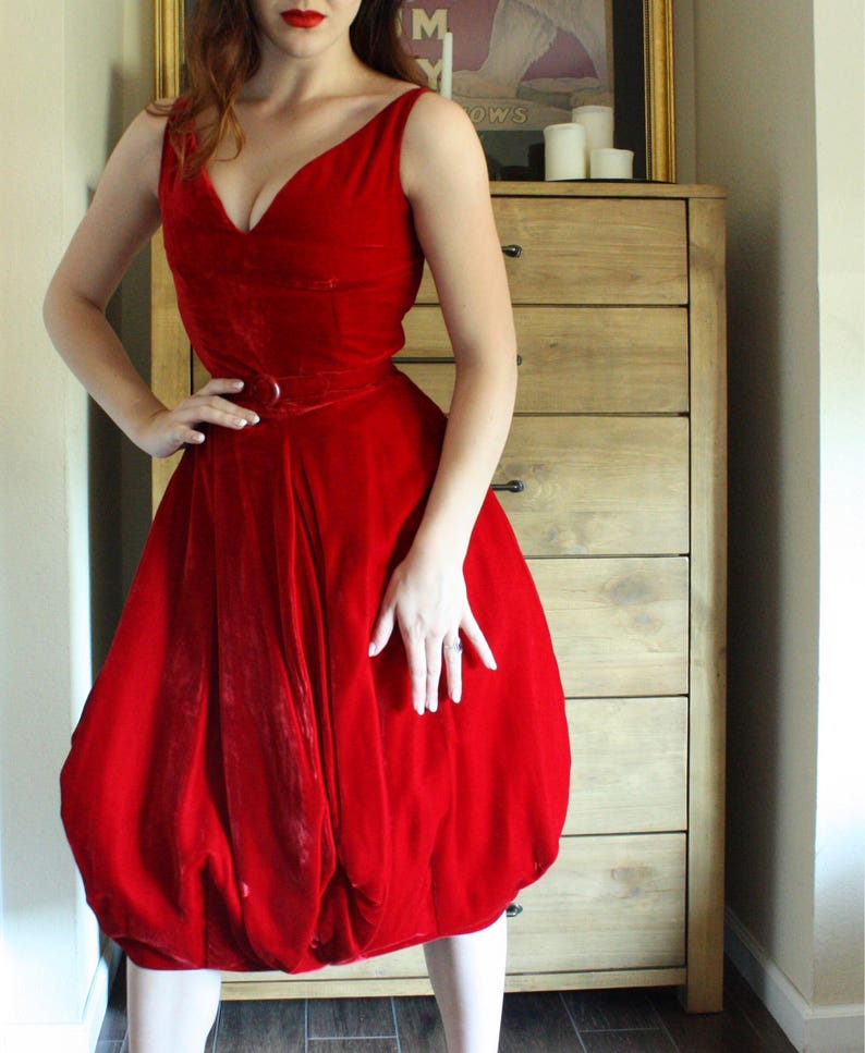 Red Velvet Cupcake 1950's Vintage Cocktail Dress image 2