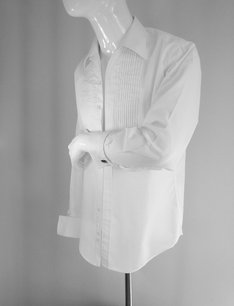 Vintage Mens French Cuffed White Tuxedo Shirt 15 1/5 or 32/33 Etsy