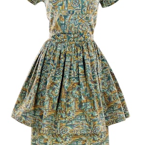 1950s cotton dress, 50s vintage dress, vintage shirtdress