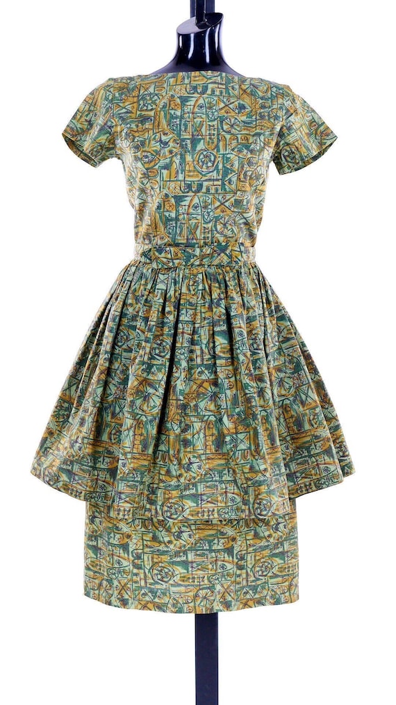 1950s cotton dress, 50s vintage dress, vintage shi