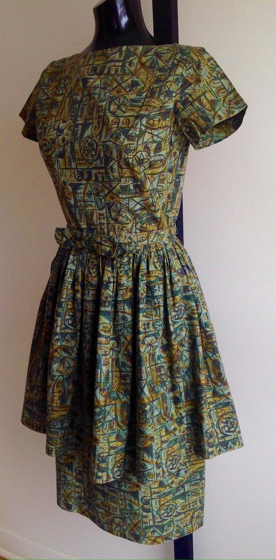 1950s cotton dress, 50s vintage dress, vintage shi