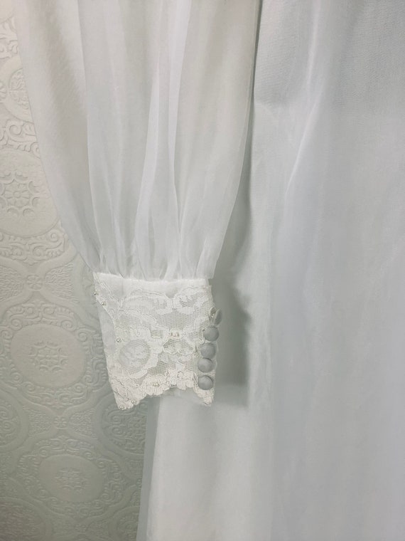 Vintage Sheer and Lace Wedding Dress - image 6