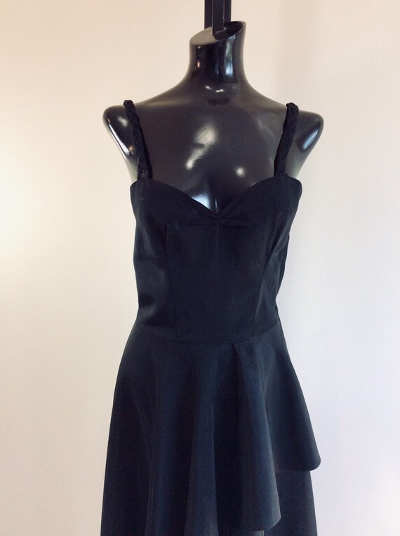 1960s Black Spaghetti Strap Evening Dress