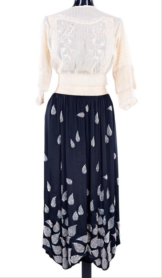 Edwardian skirt, Vintage satin skirt, paisley bead