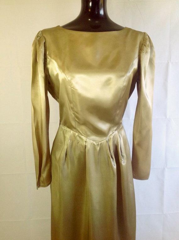1940s Art Deco Style Green/Gold Dress