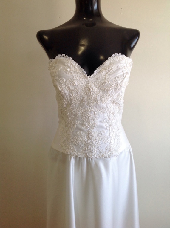 Vintage Strapless Wedding Dress, 1980 Wedding Dres