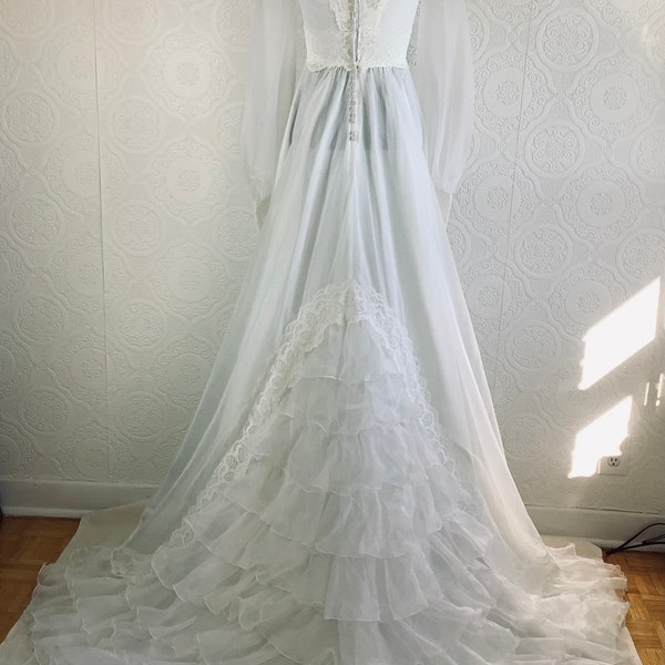 Vintage Sheer and Lace Wedding Dress