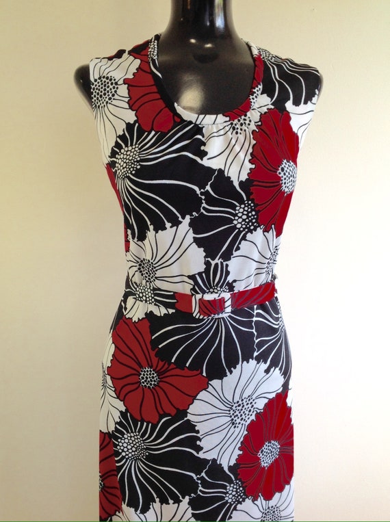 Charles Carroll 1960s Long dress, Red/White and Bl