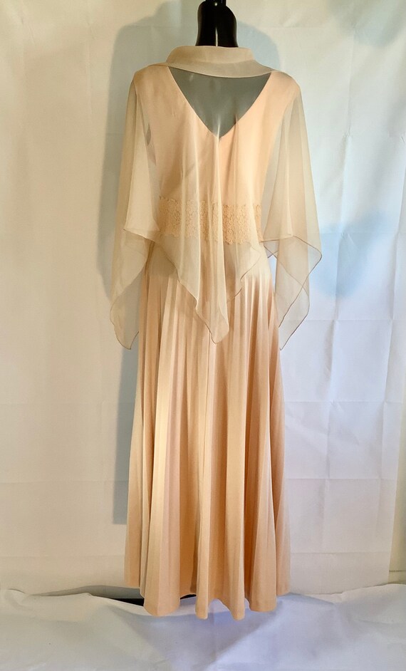 Vintage v neck Light Peach Long Dress with Remova… - image 6