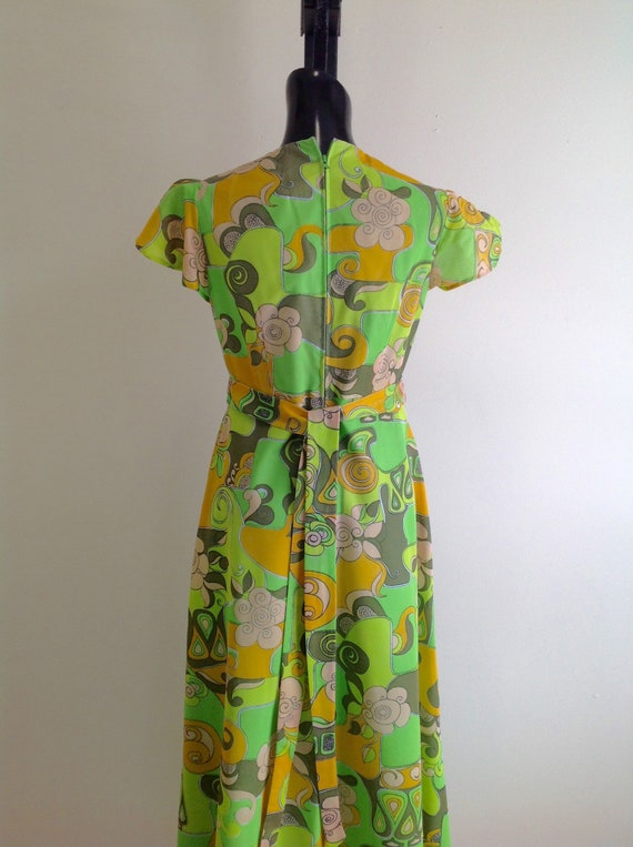 Vintage 1970s Colorful Print Long Dress, Groovy 1… - image 4