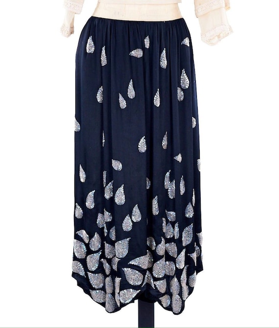 Edwardian skirt, Vintage satin skirt, paisley bead