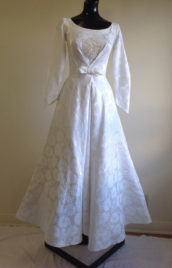 Vintage Wedding dress, 1950s Wedding Dress, long … - image 2