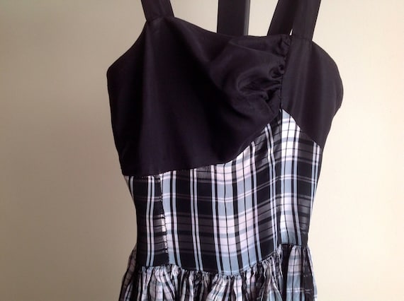 Long plaid dress, vintage plaid dress, 50s formal