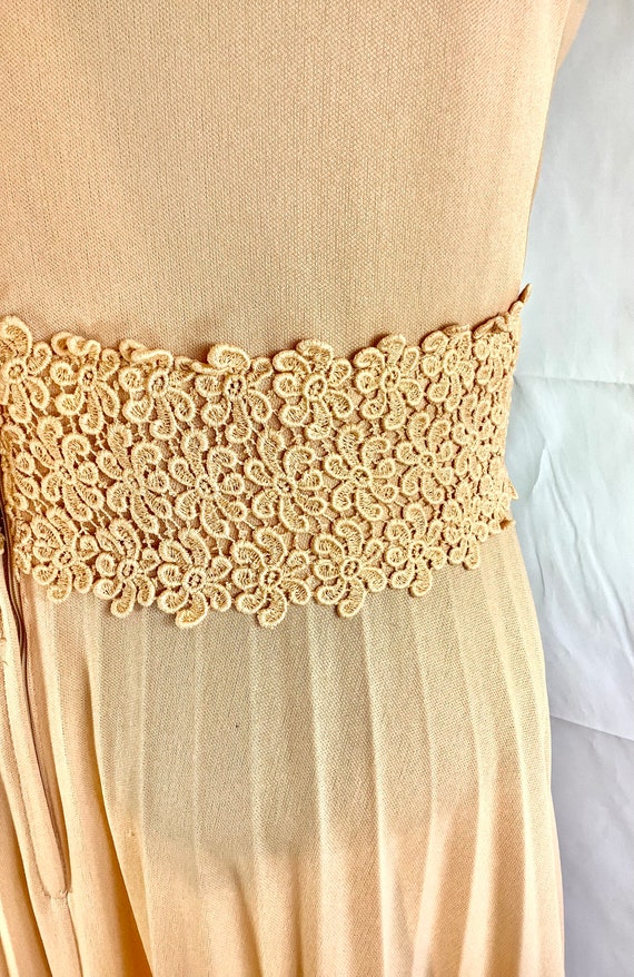 Vintage v neck Light Peach Long Dress with Remova… - image 9