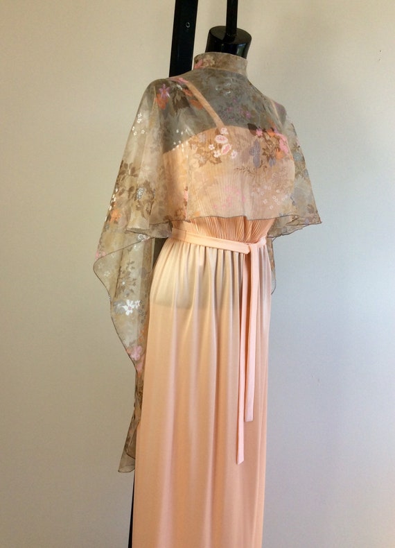 1970’s Peach Dress with Removable Cape