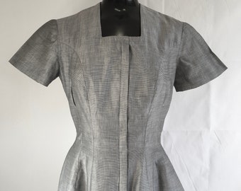 Grey Linen 50s Dress